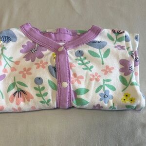 Carter's - Floral Baby Onesie Sleeper with Purple Trim